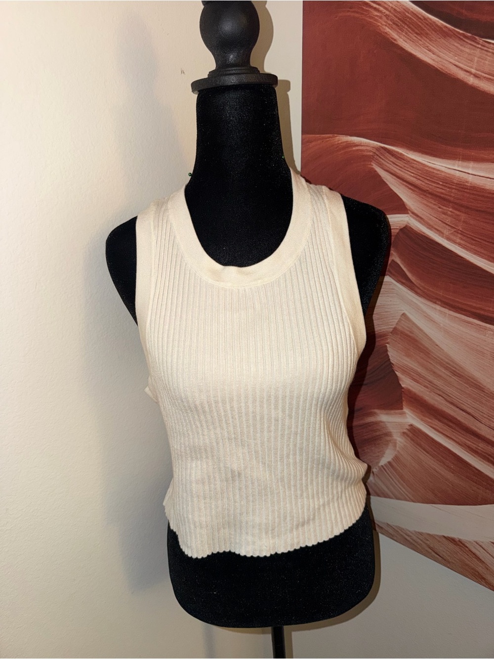 Zara Ribbed Tank Top - Off-White